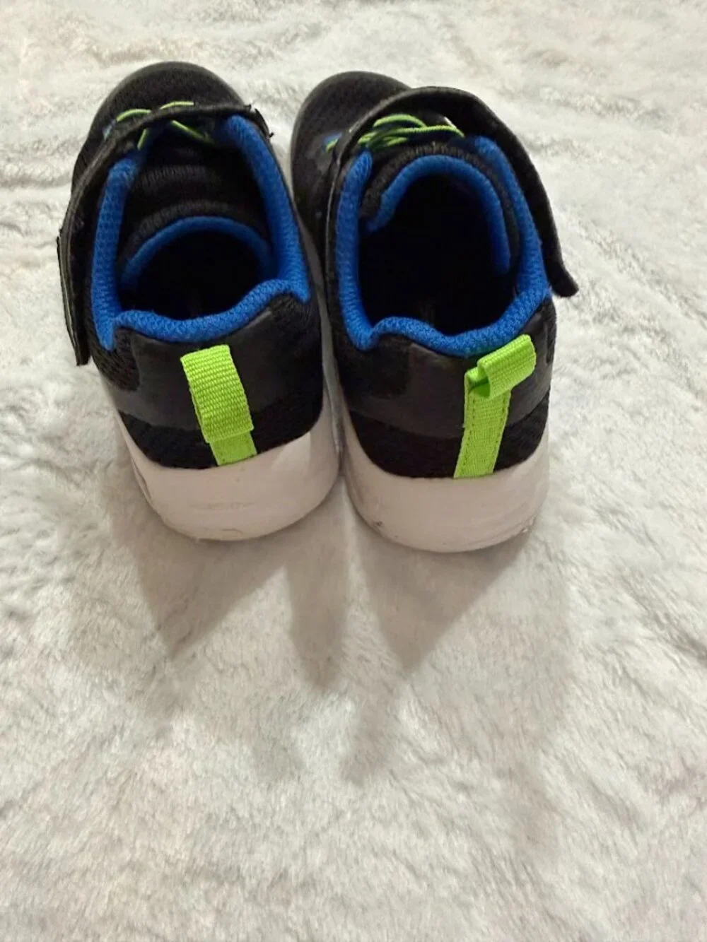 SKECHERS Kids Black Blue Green Sneakers Hook & Loop Athletic Shoes